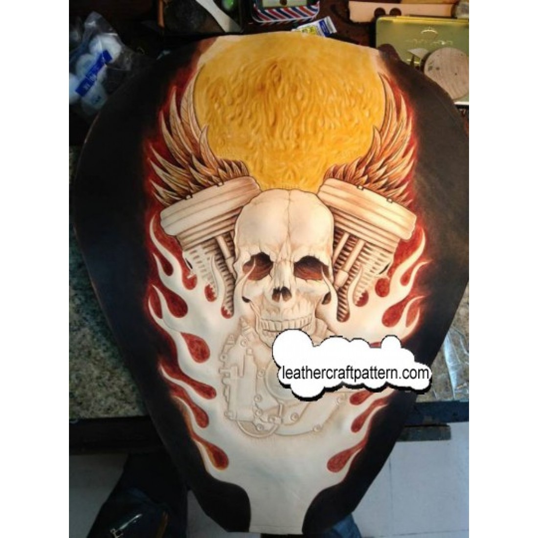 Leathercraft Pattern Harley Davidson motorcycle DZXX38 Leather tooling